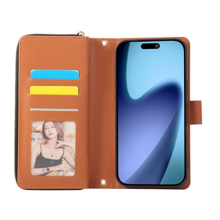 For iPhone 17 Pro Nine-card Slots Zipper Wallet Bag Leather Phone Case