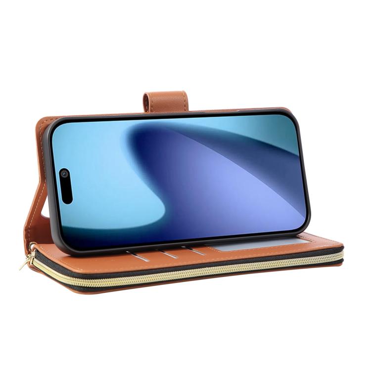 For iPhone 17 Pro Nine-card Slots Zipper Wallet Bag Leather Phone Case