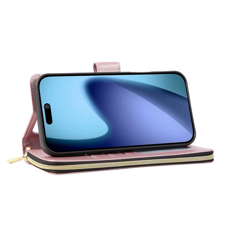 For iPhone 17 Pro Nine-card Slots Zipper Wallet Bag Leather Phone Case