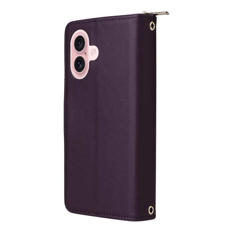 For iPhone 17 Nine-card Slots Zipper Wallet Bag Leather Phone Case