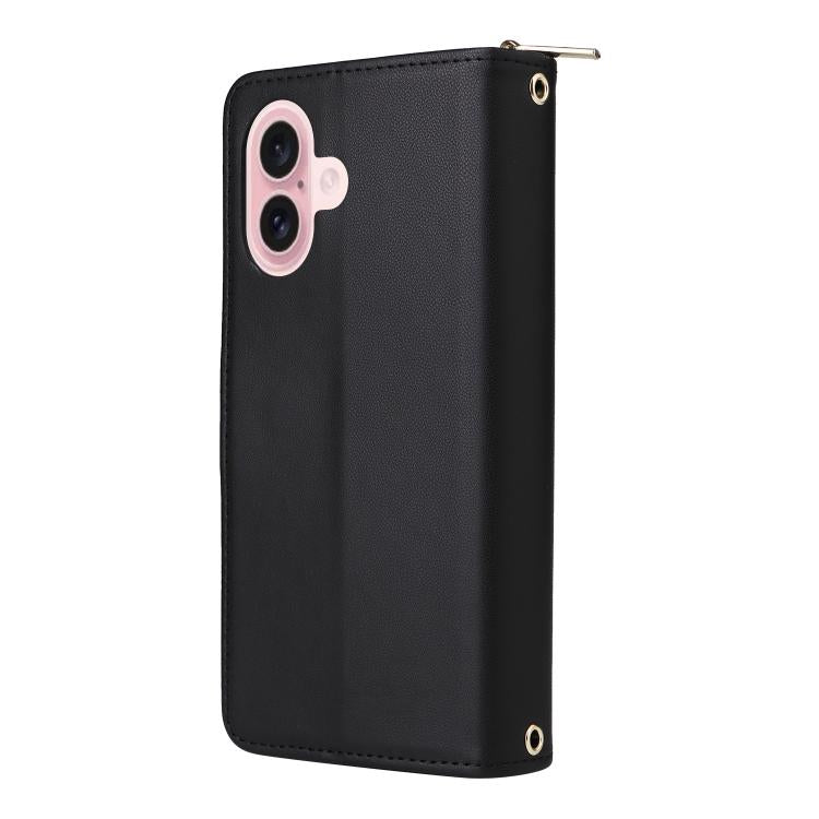 For iPhone 17 Nine-card Slots Zipper Wallet Bag Leather Phone Case