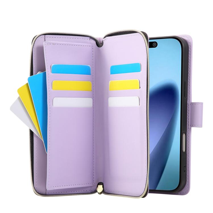 For iPhone Air Nine-card Slots Zipper Wallet Bag Leather Phone Case