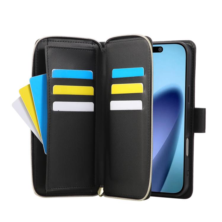 For iPhone Air Nine-card Slots Zipper Wallet Bag Leather Phone Case