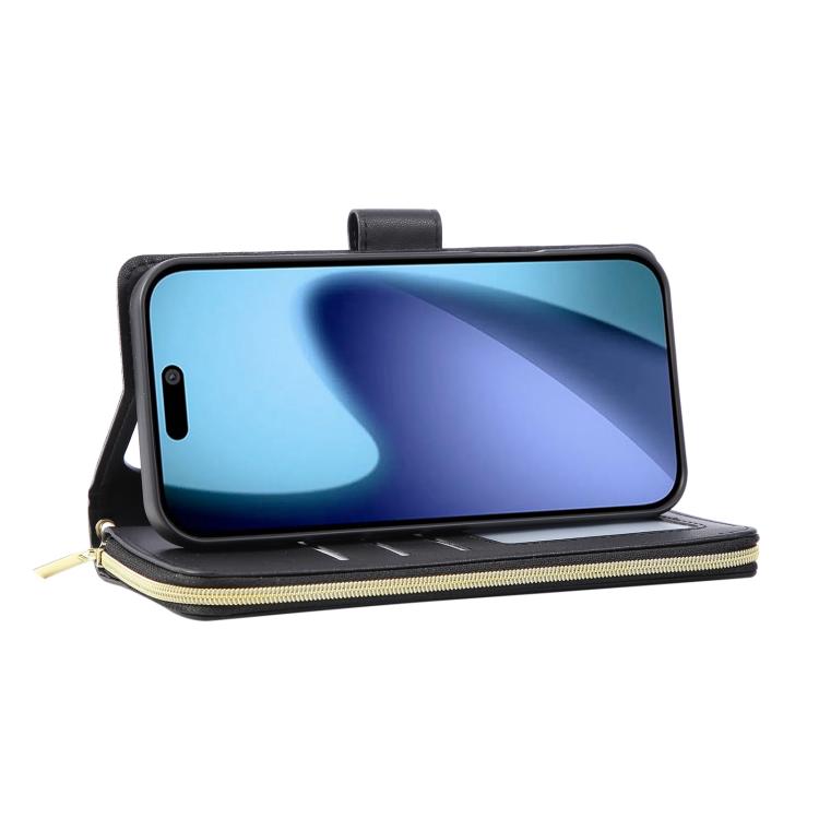 For iPhone Air Nine-card Slots Zipper Wallet Bag Leather Phone Case