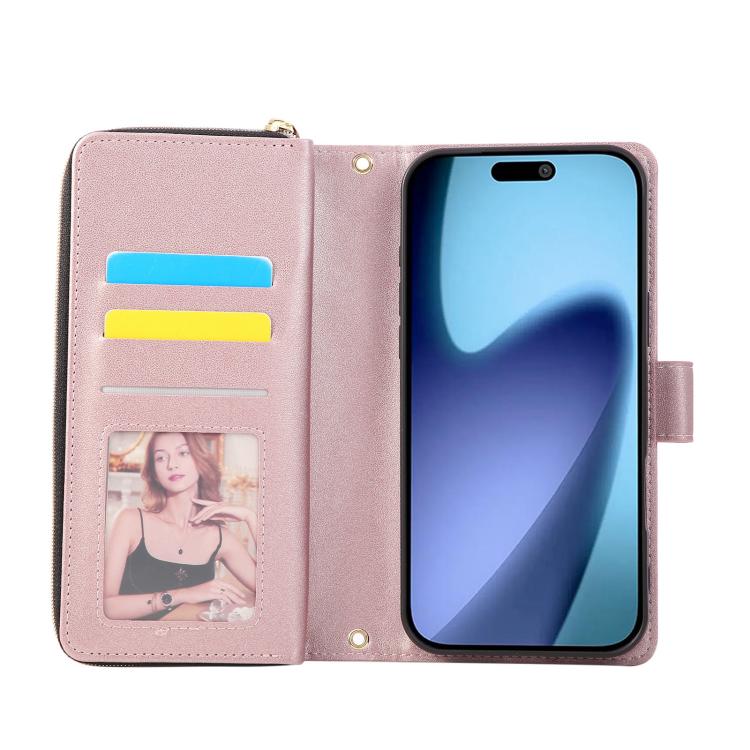 For iPhone Air Nine-card Slots Zipper Wallet Bag Leather Phone Case