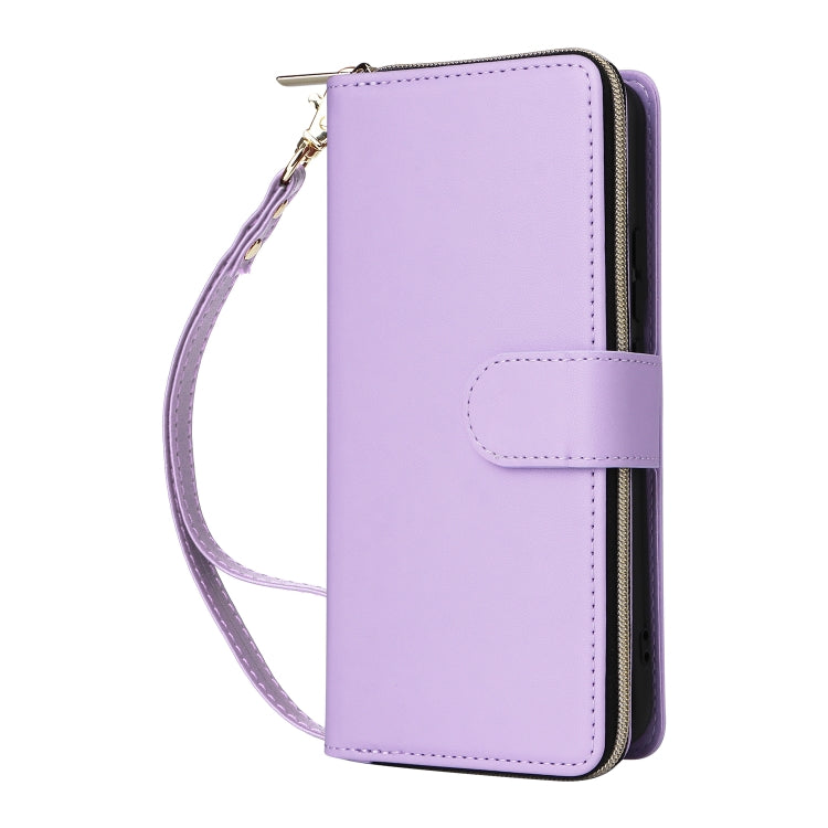 For Samsung Galaxy S22 5G Nine-card Slots Zipper Wallet Bag Leather Phone Case