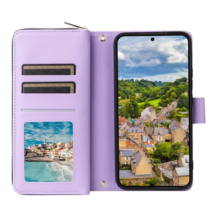 For Samsung Galaxy S22 5G Nine-card Slots Zipper Wallet Bag Leather Phone Case