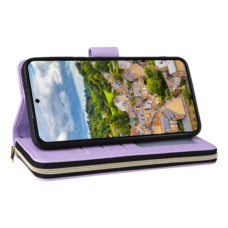 For Samsung Galaxy S22 5G Nine-card Slots Zipper Wallet Bag Leather Phone Case