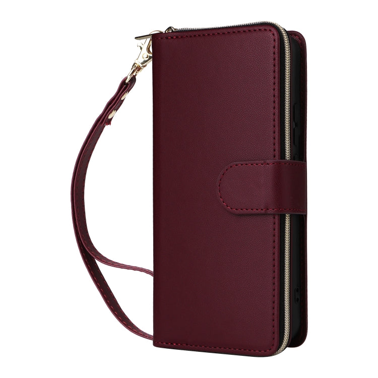 For Samsung Galaxy S22 5G Nine-card Slots Zipper Wallet Bag Leather Phone Case