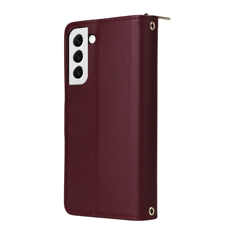 For Samsung Galaxy S22 5G Nine-card Slots Zipper Wallet Bag Leather Phone Case