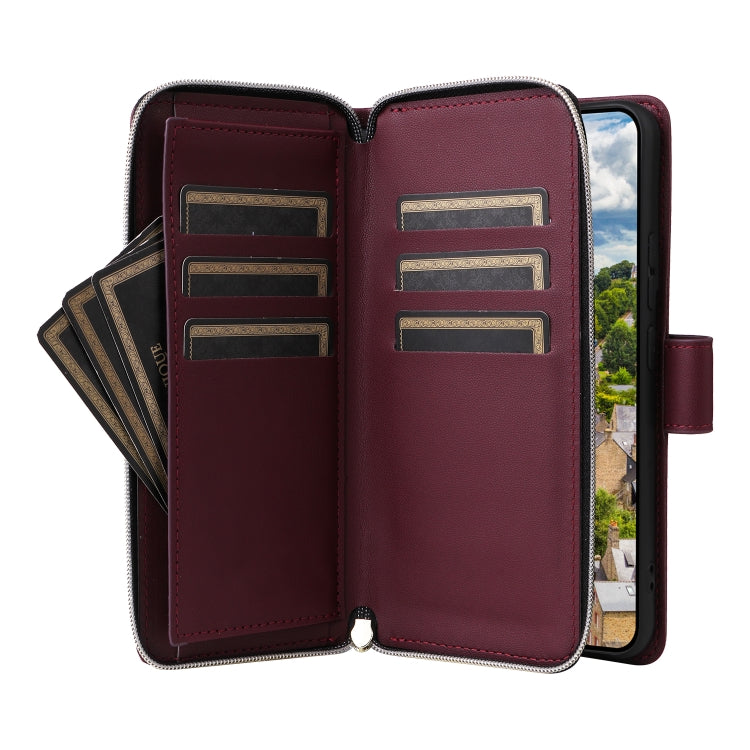 For Samsung Galaxy S22 5G Nine-card Slots Zipper Wallet Bag Leather Phone Case