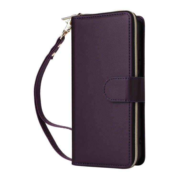 For Samsung Galaxy S22 5G Nine-card Slots Zipper Wallet Bag Leather Phone Case