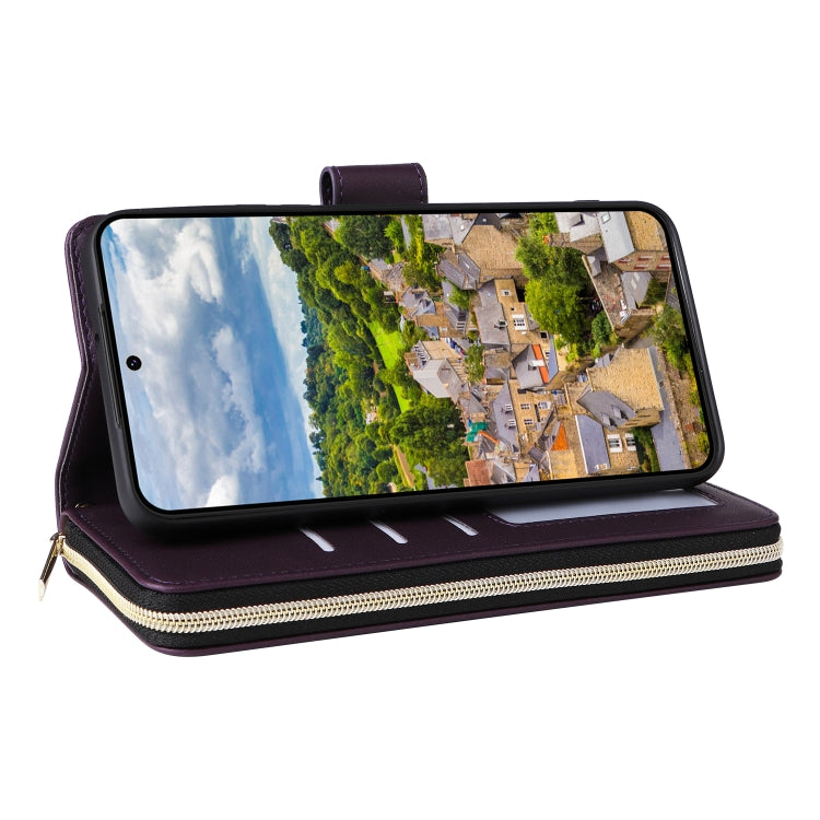 For Samsung Galaxy S22 5G Nine-card Slots Zipper Wallet Bag Leather Phone Case
