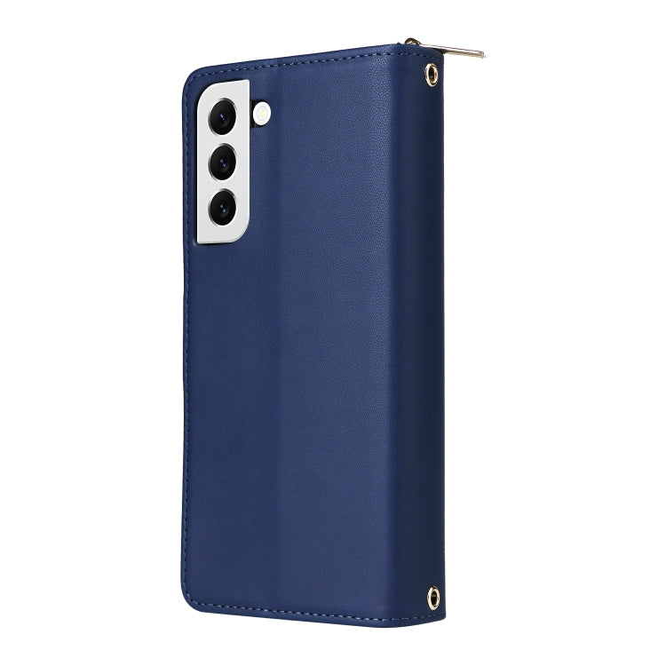 For Samsung Galaxy S22 5G Nine-card Slots Zipper Wallet Bag Leather Phone Case