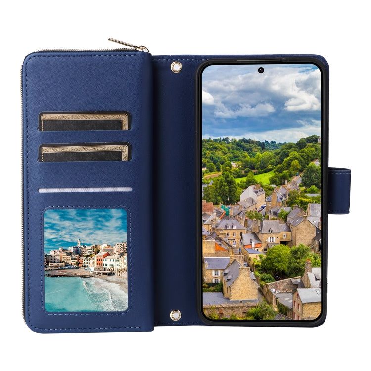 For Samsung Galaxy S22 5G Nine-card Slots Zipper Wallet Bag Leather Phone Case