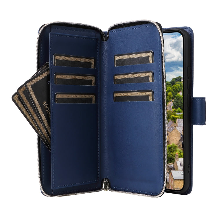 For Samsung Galaxy S22 5G Nine-card Slots Zipper Wallet Bag Leather Phone Case