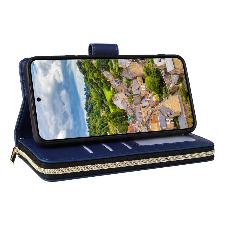 For Samsung Galaxy S22 5G Nine-card Slots Zipper Wallet Bag Leather Phone Case