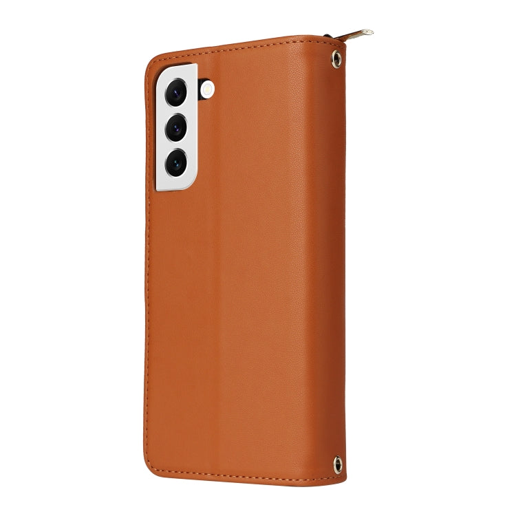 For Samsung Galaxy S22 5G Nine-card Slots Zipper Wallet Bag Leather Phone Case