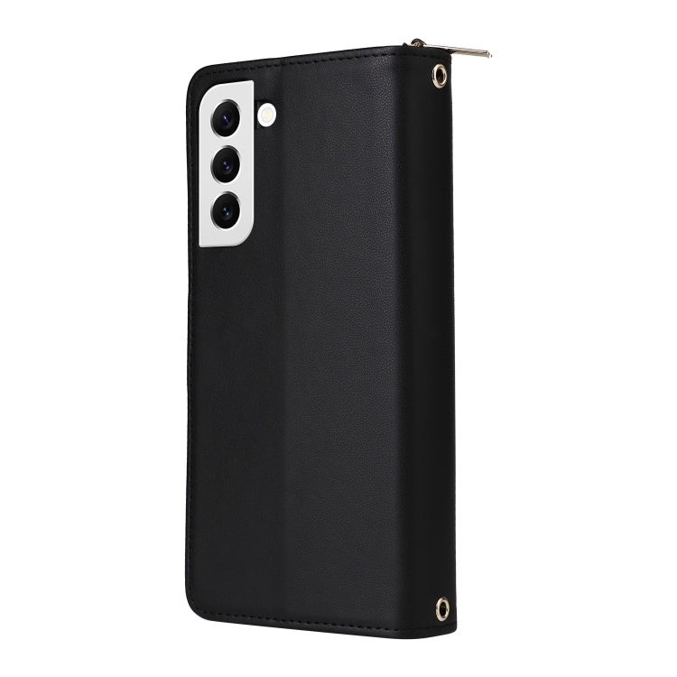 For Samsung Galaxy S22 5G Nine-card Slots Zipper Wallet Bag Leather Phone Case