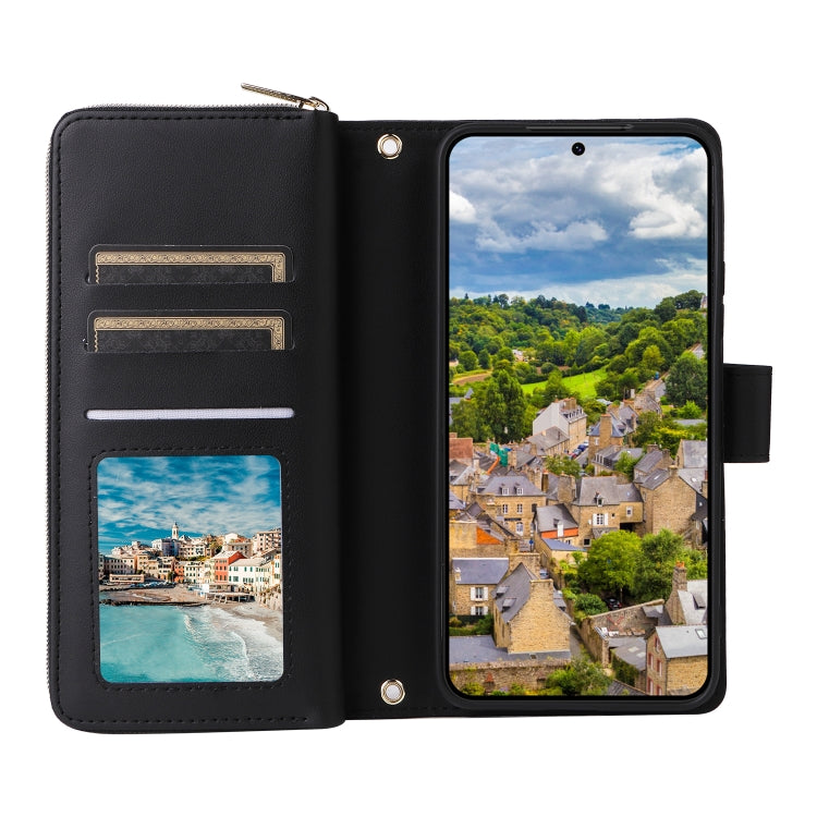 For Samsung Galaxy S22 5G Nine-card Slots Zipper Wallet Bag Leather Phone Case