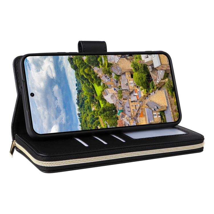 For Samsung Galaxy S22 5G Nine-card Slots Zipper Wallet Bag Leather Phone Case