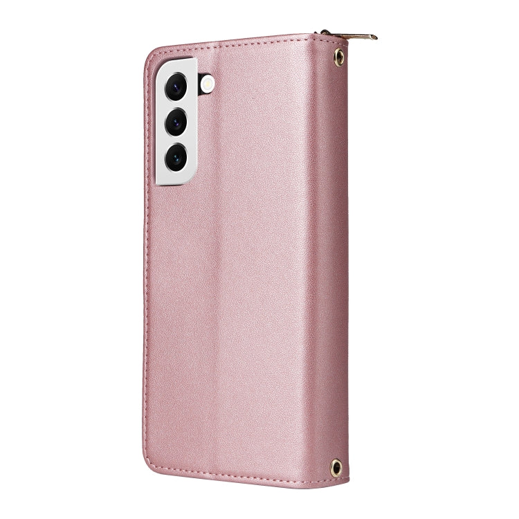 For Samsung Galaxy S22 5G Nine-card Slots Zipper Wallet Bag Leather Phone Case