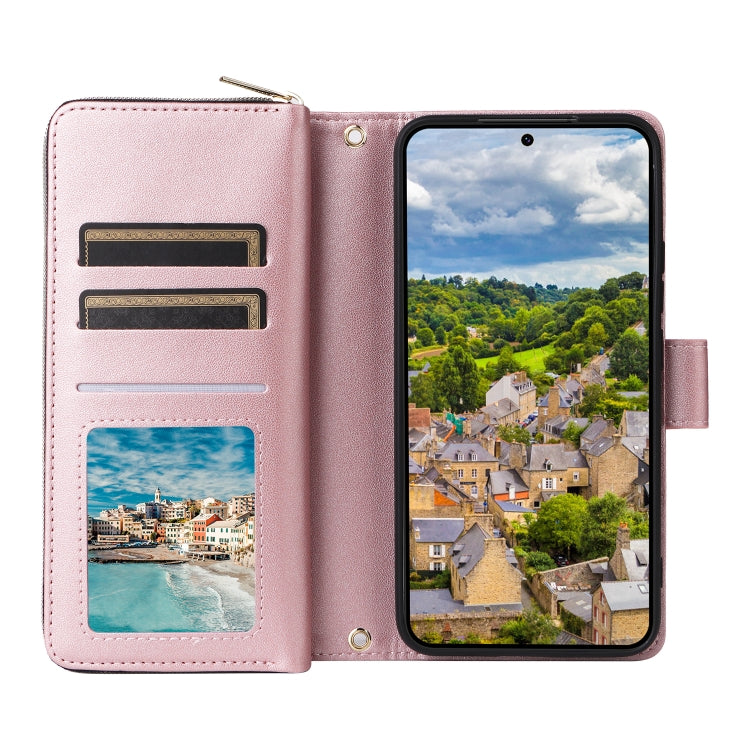For Samsung Galaxy S22 5G Nine-card Slots Zipper Wallet Bag Leather Phone Case