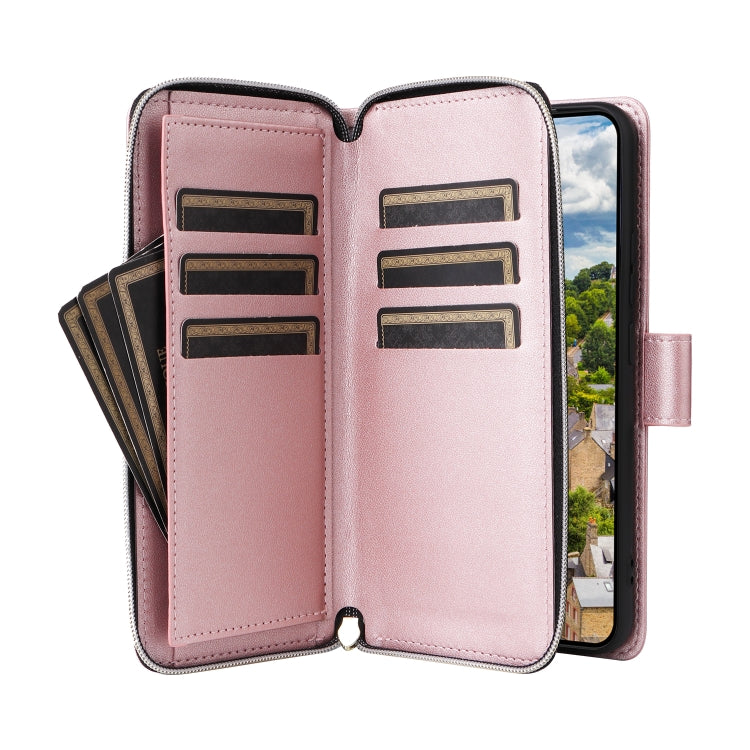 For Samsung Galaxy S22 5G Nine-card Slots Zipper Wallet Bag Leather Phone Case
