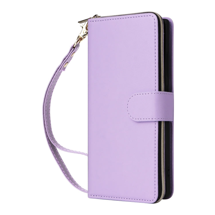 For Samsung Galaxy S22 Ultra 5G Nine-card Slots Zipper Wallet Bag Leather Phone Case