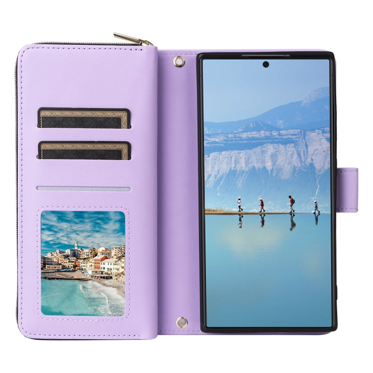For Samsung Galaxy S22 Ultra 5G Nine-card Slots Zipper Wallet Bag Leather Phone Case