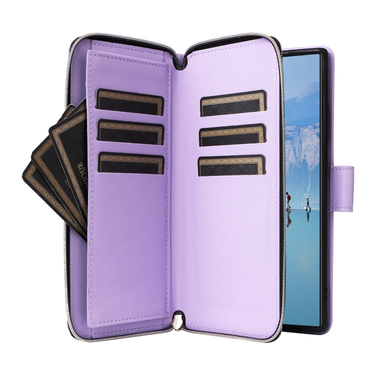For Samsung Galaxy S22 Ultra 5G Nine-card Slots Zipper Wallet Bag Leather Phone Case