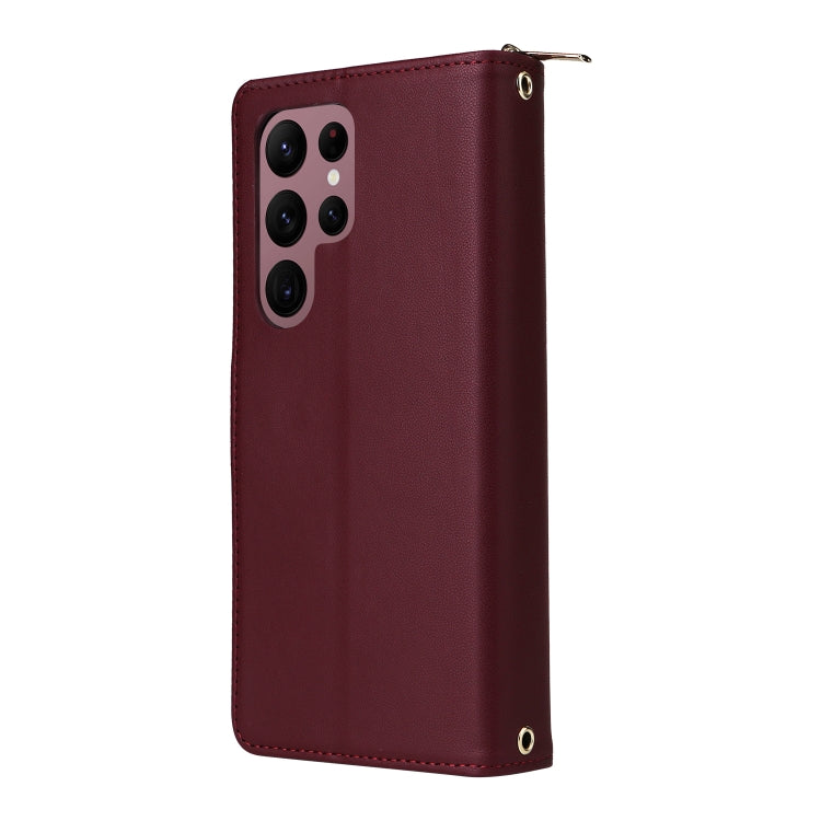 For Samsung Galaxy S22 Ultra 5G Nine-card Slots Zipper Wallet Bag Leather Phone Case
