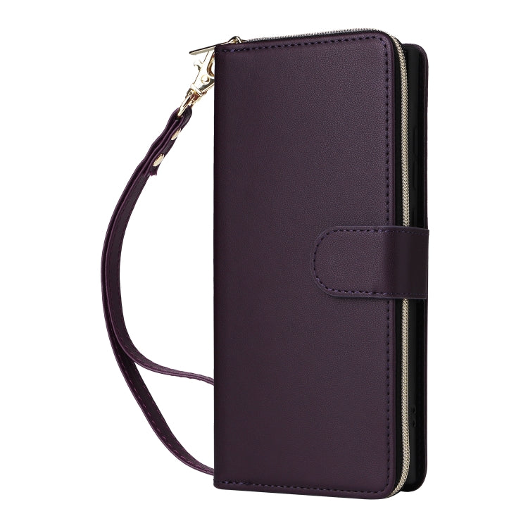 For Samsung Galaxy S22 Ultra 5G Nine-card Slots Zipper Wallet Bag Leather Phone Case
