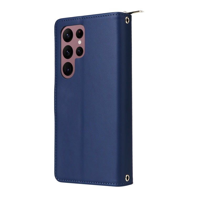 For Samsung Galaxy S22 Ultra 5G Nine-card Slots Zipper Wallet Bag Leather Phone Case