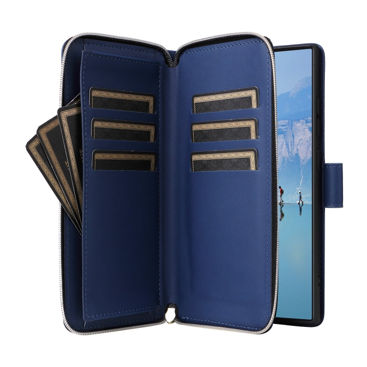 For Samsung Galaxy S22 Ultra 5G Nine-card Slots Zipper Wallet Bag Leather Phone Case