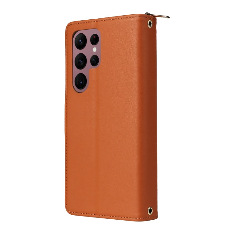 For Samsung Galaxy S22 Ultra 5G Nine-card Slots Zipper Wallet Bag Leather Phone Case