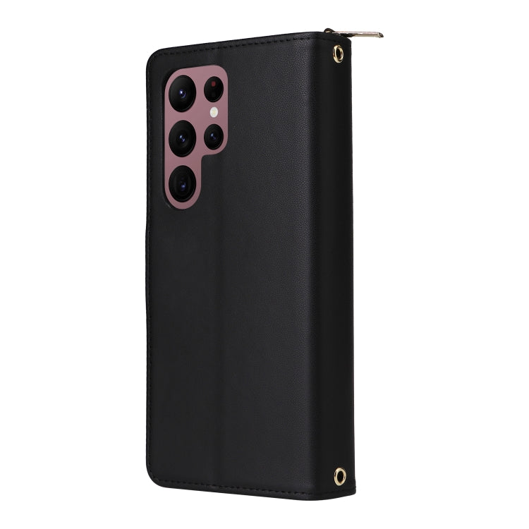 For Samsung Galaxy S22 Ultra 5G Nine-card Slots Zipper Wallet Bag Leather Phone Case