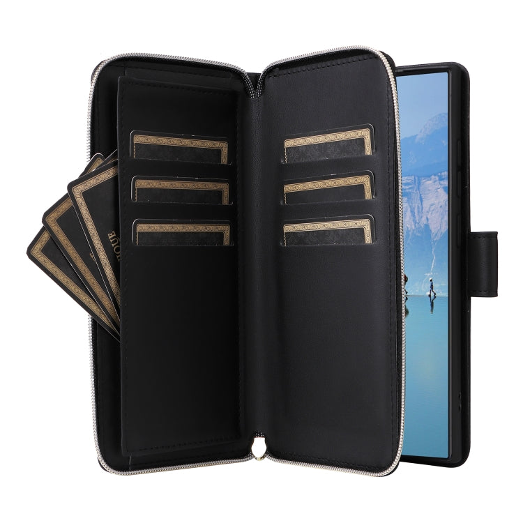 For Samsung Galaxy S22 Ultra 5G Nine-card Slots Zipper Wallet Bag Leather Phone Case
