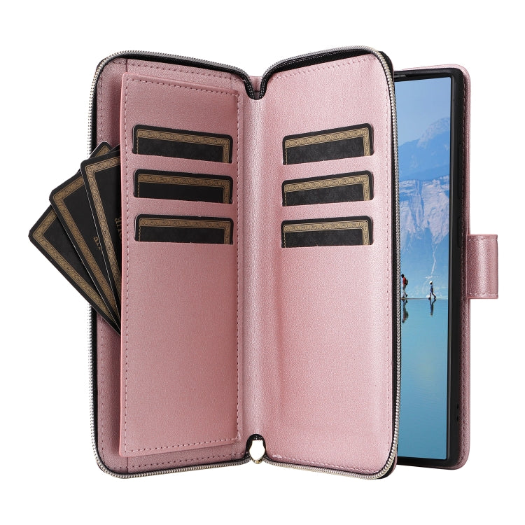 For Samsung Galaxy S22 Ultra 5G Nine-card Slots Zipper Wallet Bag Leather Phone Case