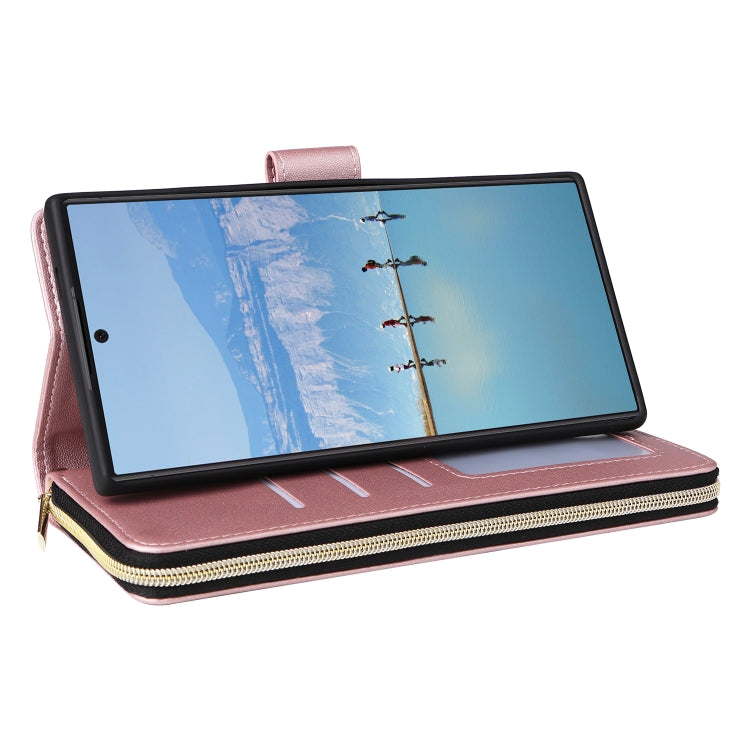 For Samsung Galaxy S22 Ultra 5G Nine-card Slots Zipper Wallet Bag Leather Phone Case