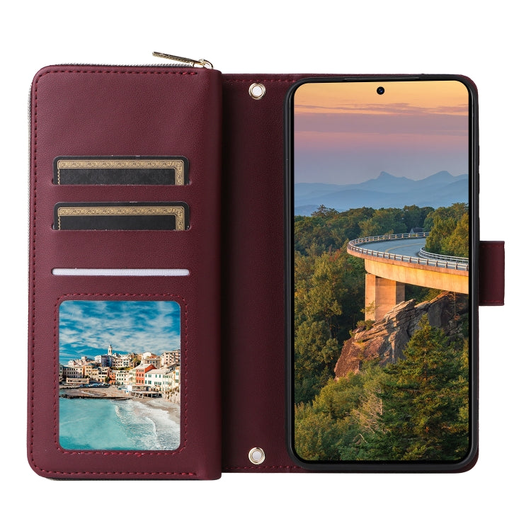 For Samsung Galaxy S23+ 5G Nine-card Slots Zipper Wallet Bag Leather Phone Case