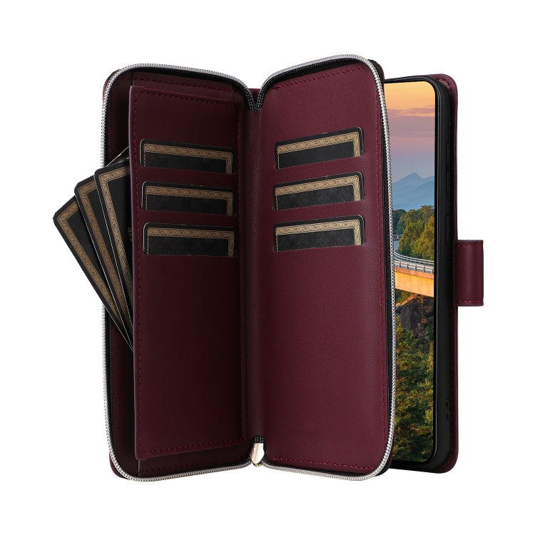 For Samsung Galaxy S23+ 5G Nine-card Slots Zipper Wallet Bag Leather Phone Case