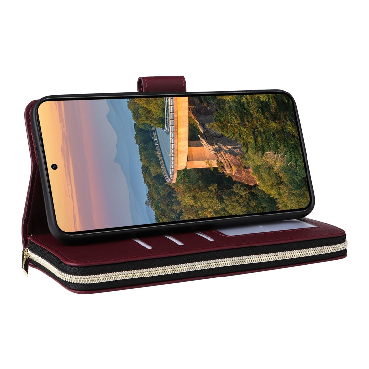 For Samsung Galaxy S23+ 5G Nine-card Slots Zipper Wallet Bag Leather Phone Case