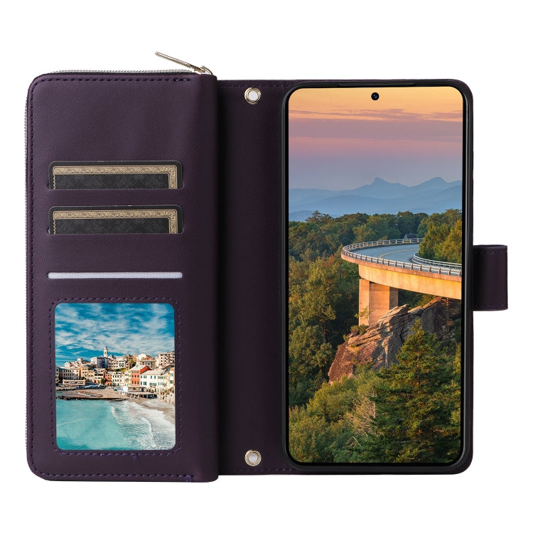 For Samsung Galaxy S23+ 5G Nine-card Slots Zipper Wallet Bag Leather Phone Case