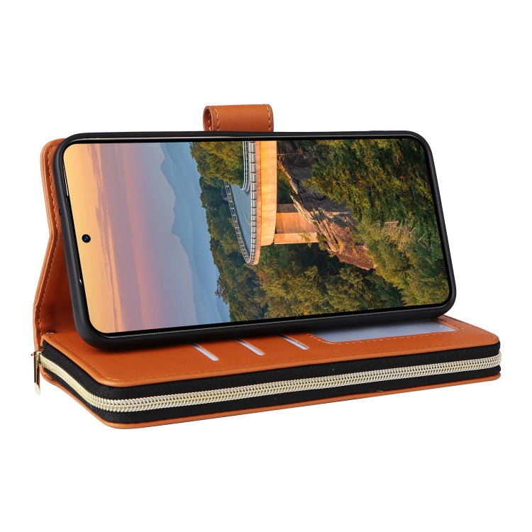 For Samsung Galaxy S23+ 5G Nine-card Slots Zipper Wallet Bag Leather Phone Case