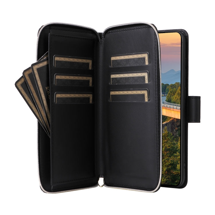 For Samsung Galaxy S23+ 5G Nine-card Slots Zipper Wallet Bag Leather Phone Case