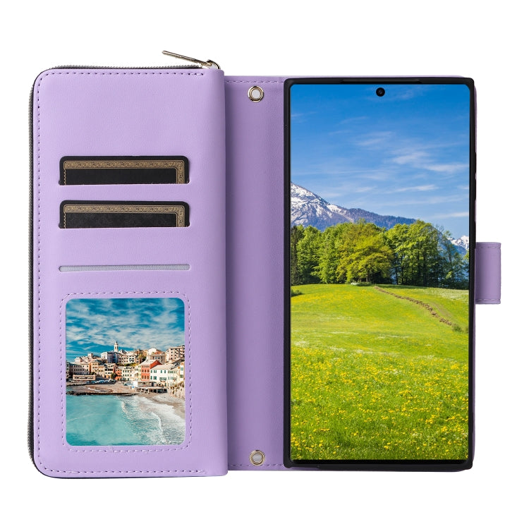 For Samsung Galaxy S23 Ultra 5G Nine-card Slots Zipper Wallet Bag Leather Phone Case