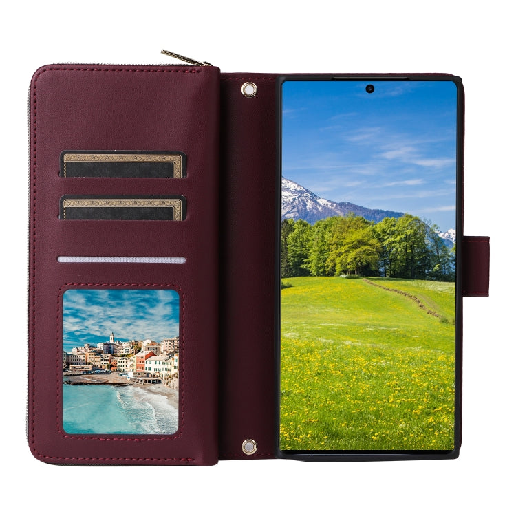 For Samsung Galaxy S23 Ultra 5G Nine-card Slots Zipper Wallet Bag Leather Phone Case