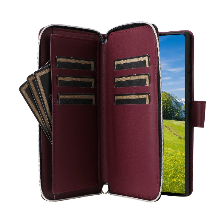 For Samsung Galaxy S23 Ultra 5G Nine-card Slots Zipper Wallet Bag Leather Phone Case
