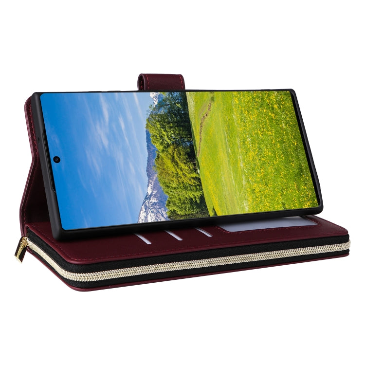 For Samsung Galaxy S23 Ultra 5G Nine-card Slots Zipper Wallet Bag Leather Phone Case